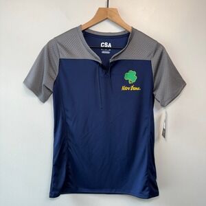 CSA Notre Dame Fighting Irish Navy Blue Lace Up Mesh Sleeve Shirt Small
